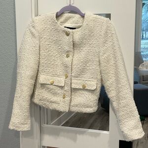 Mark Edwards Studio Tweed Jacket size xs Elegant Cream Blazer